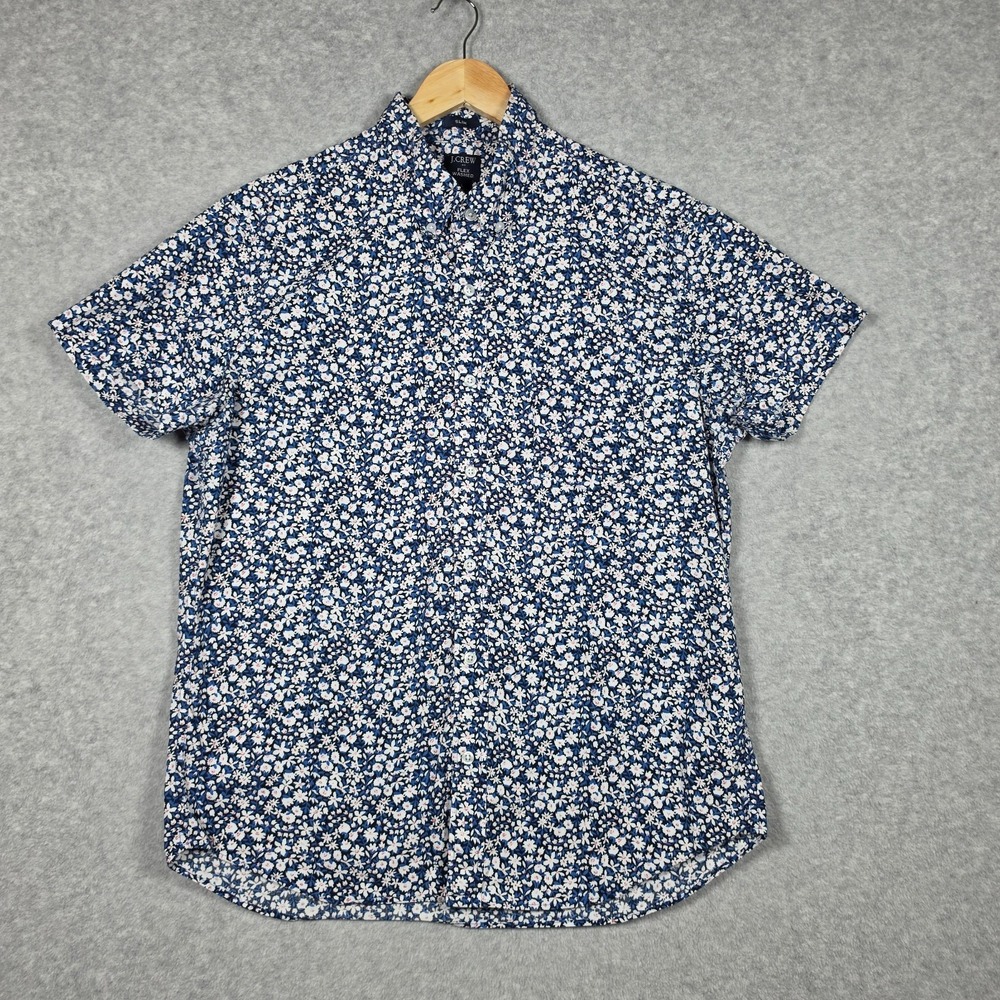J. Crew Shirt Mens Size Large Navy Floral Slim Fit Flex Washed Button Down
